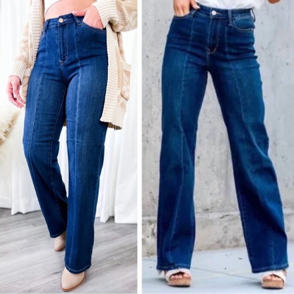 Judy Blue Wide Leg Flare Denim Trousers Jeans high waist, 14W